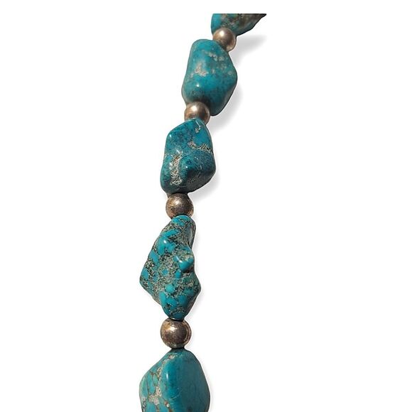 Chunky Raw Turquoise Necklace Bracelet and Earrings Set - Picture 5 of 5